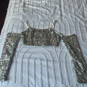 Forever 21 sequin crop party top size S
